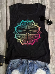 Floral Dragonfly Tank Top Sleeveless Summer Tank Top