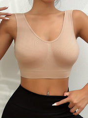 3pcs Solid Wireless Bra Comfy & Breathable Intimates Bra