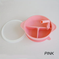 Baby Divided Bowl With Straw Silicone Suction Cup
