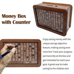 1pc Money Box With Counter Desktop Piggy Bank Gift Wooden Craft