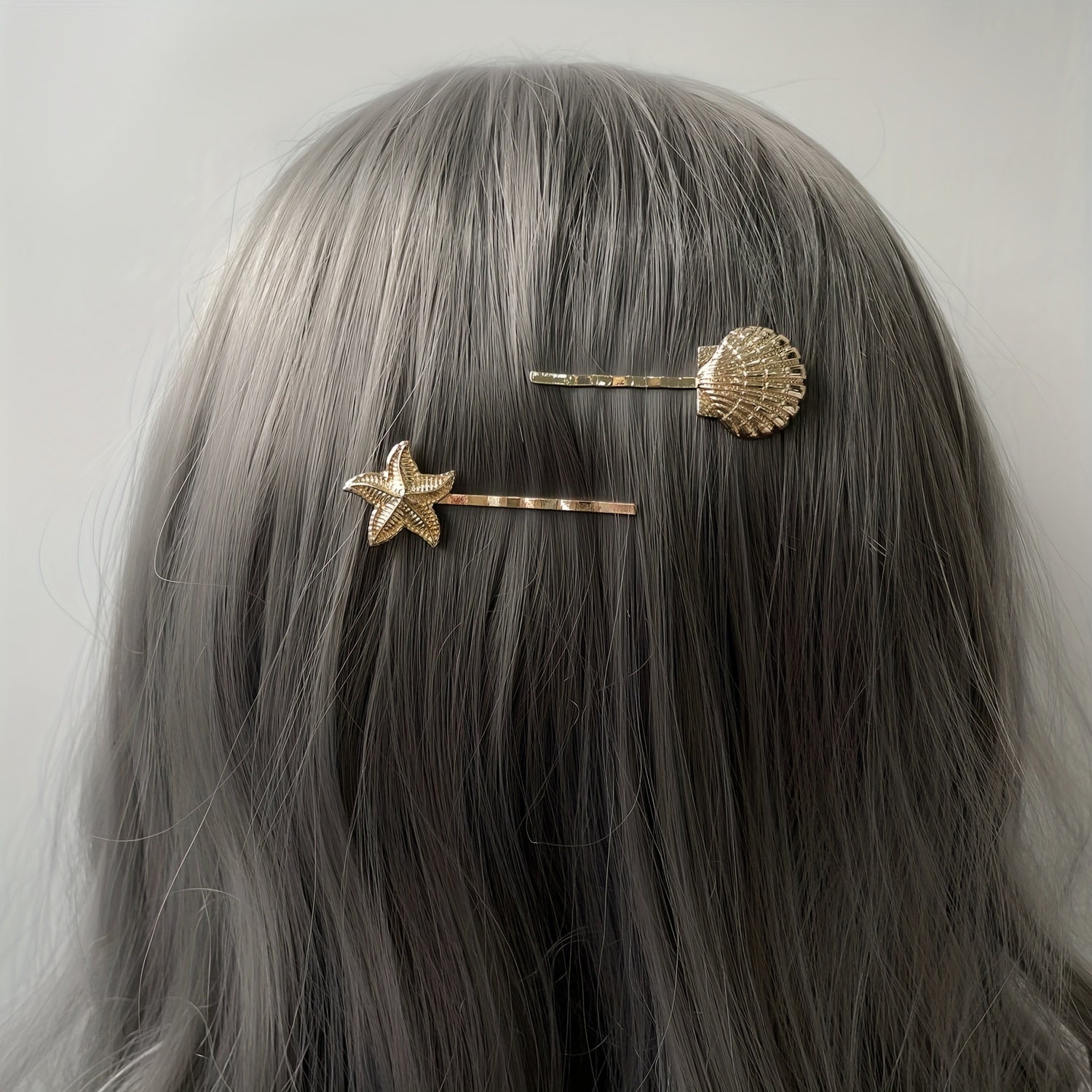 Ocean Series Hairpin Metal Golden Shell Starfish Hair Pin for Side Hair Bang