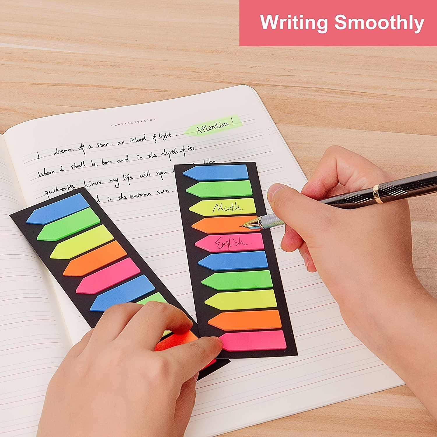 200 Neon Page Markers 5.5in Translucent Index Tabs & Sticky Notes