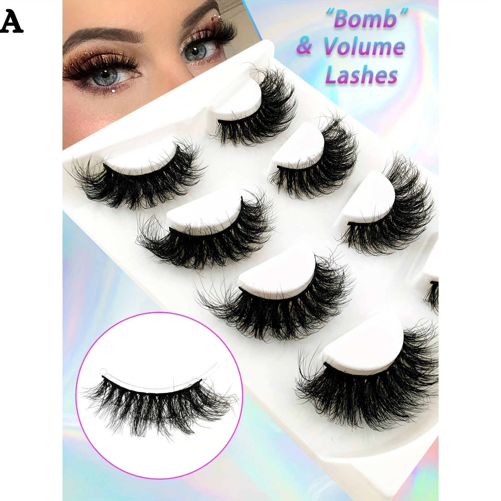 4 Pairs Fluffy False Eyelashes Curling Cat Eye Sexy Messy Lashes