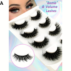 4 Pairs Fluffy False Eyelashes Curling Cat Eye Sexy Messy Lashes