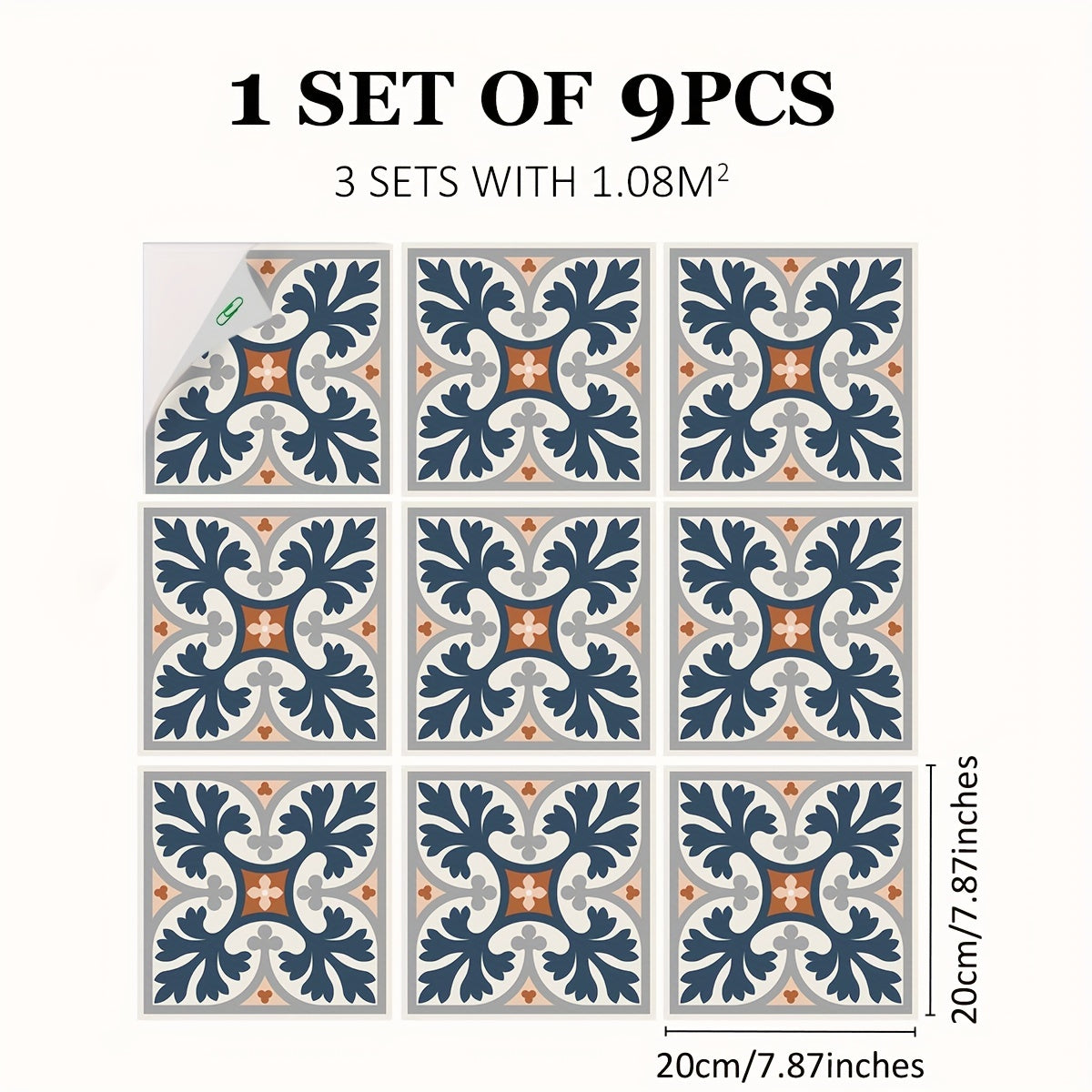 Mediterranean Style Floor Stickers PVC Tile Waterproof Non-slip Stickers