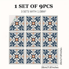 Mediterranean Style Floor Stickers PVC Tile Waterproof Non-slip Stickers