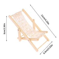 1pc Folding Lounge Chair Recycled Wood & Fabric for 1:12 1:6 Dollhouse Furniture