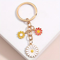 Cartoon Daisy Flower Keychain Key Ring Bag Charm Accessory Girls Gift