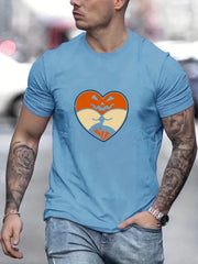Men's Pumpkin Heart Graphic T shirt Casual Tee for Summer