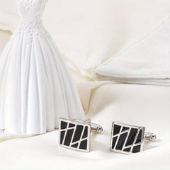 Men's Geometric French Shirt with Cufflinks