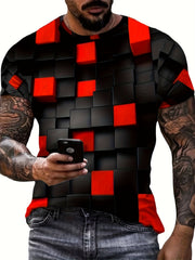 Men's Geo Graphic Tee Outdoor Casual Vision Crew Neck Short Sleeves