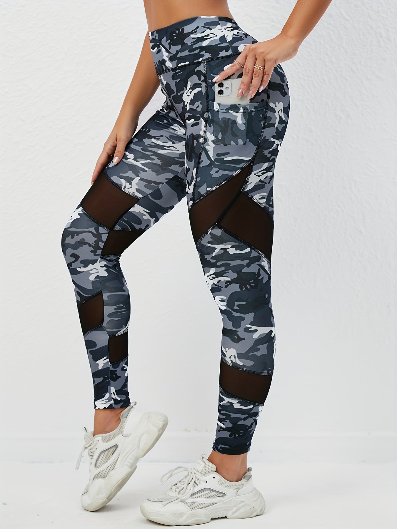 Camouflage Mesh High Waist Yoga Pants Breathable Leggings