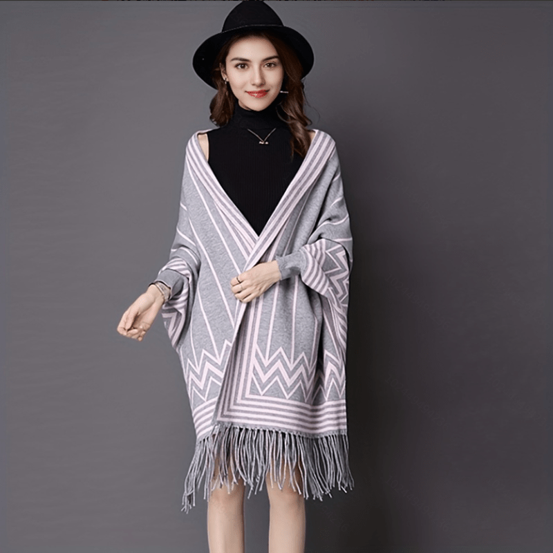 Geometric Striped Tassel Shawl Scarf Classic Vintage Warm Cape Women Coldproof