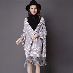 Geometric Striped Tassel Shawl Scarf Classic Vintage Warm Cape Women Coldproof