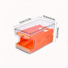 Slide Egg Holder Refrigerator Egg Storage Box Double Layer Stackable Gray Orange