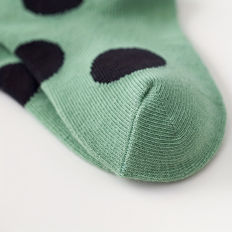 5 Pairs Kids Dot Pattern Crew Socks - Soft & Comfy Children's Socks