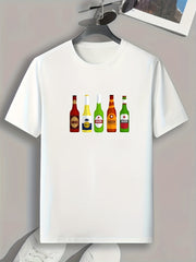 Beer Print Men's Comfy T-shirt for Outdoor Summer