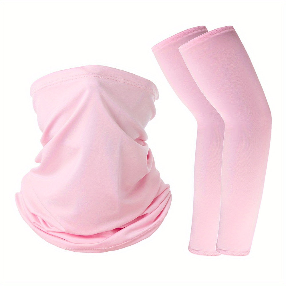 2pcs Outdoor Sunscreen Neck Gaiter Riding Mask And Sunshade Sleeve Set