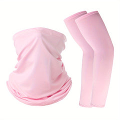 2pcs Outdoor Sunscreen Neck Gaiter Riding Mask And Sunshade Sleeve Set