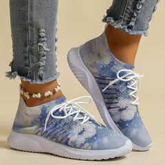 Women's Ink Print Mesh Sneakers Breathable Soft Sole Running Shoes