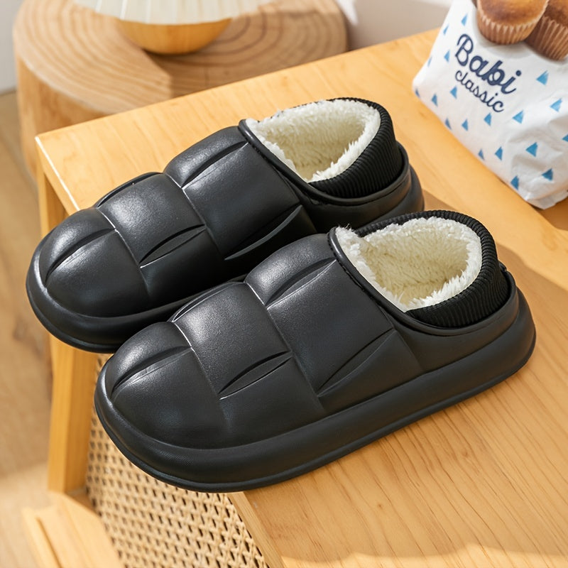 Plaid Fleece Cozy Slippers Winter House Shoes Lightweight Comfortable Unisex