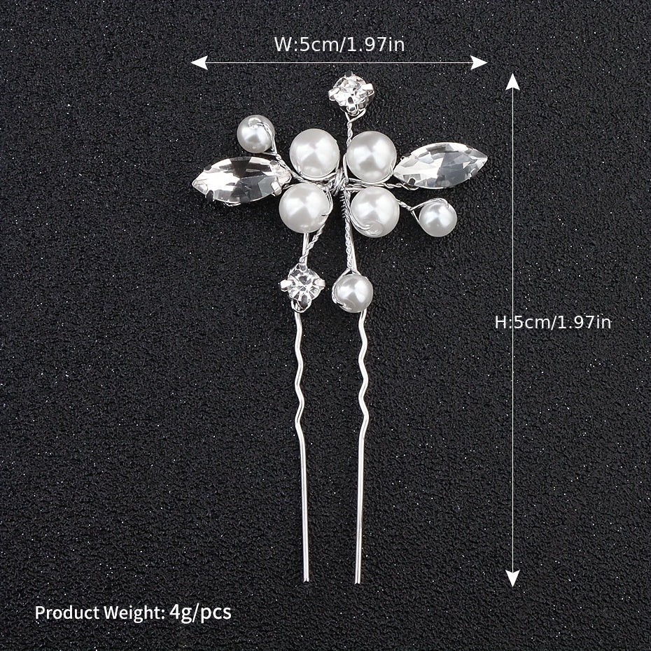Faux Pearl & Rhinestone Hair Pin Wedding Accessory