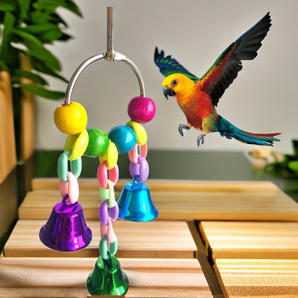 Colorful Bead Bell Parrot Swing Toy for Fun Exercise