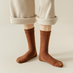Double Needle Texture Mid Tube Socks Women's Stockings