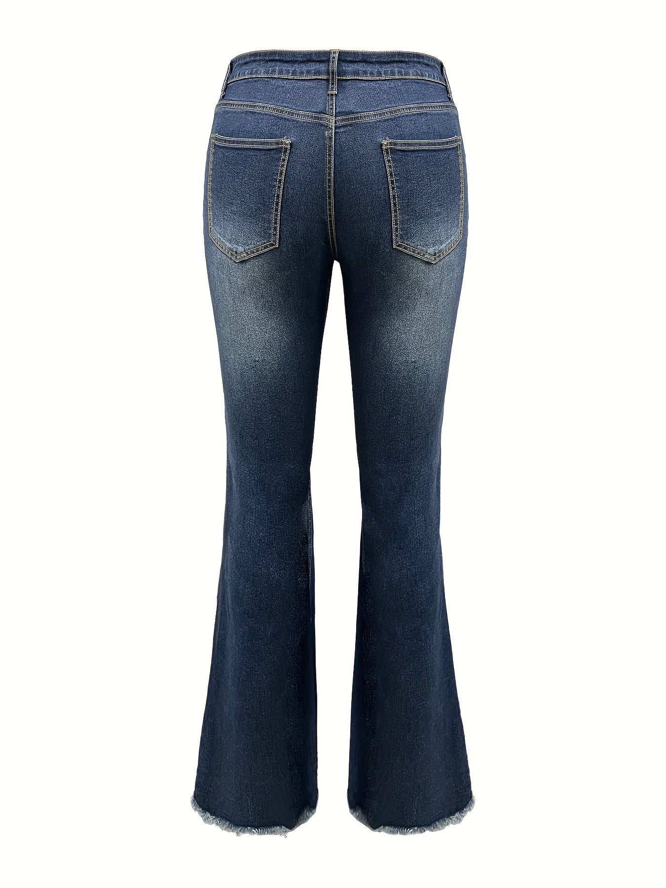 Fringe Trim Flared Leg Jeans