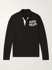 OLD MAN Knit Polo Shirt Men's Casual Stretch V Neck Sweater