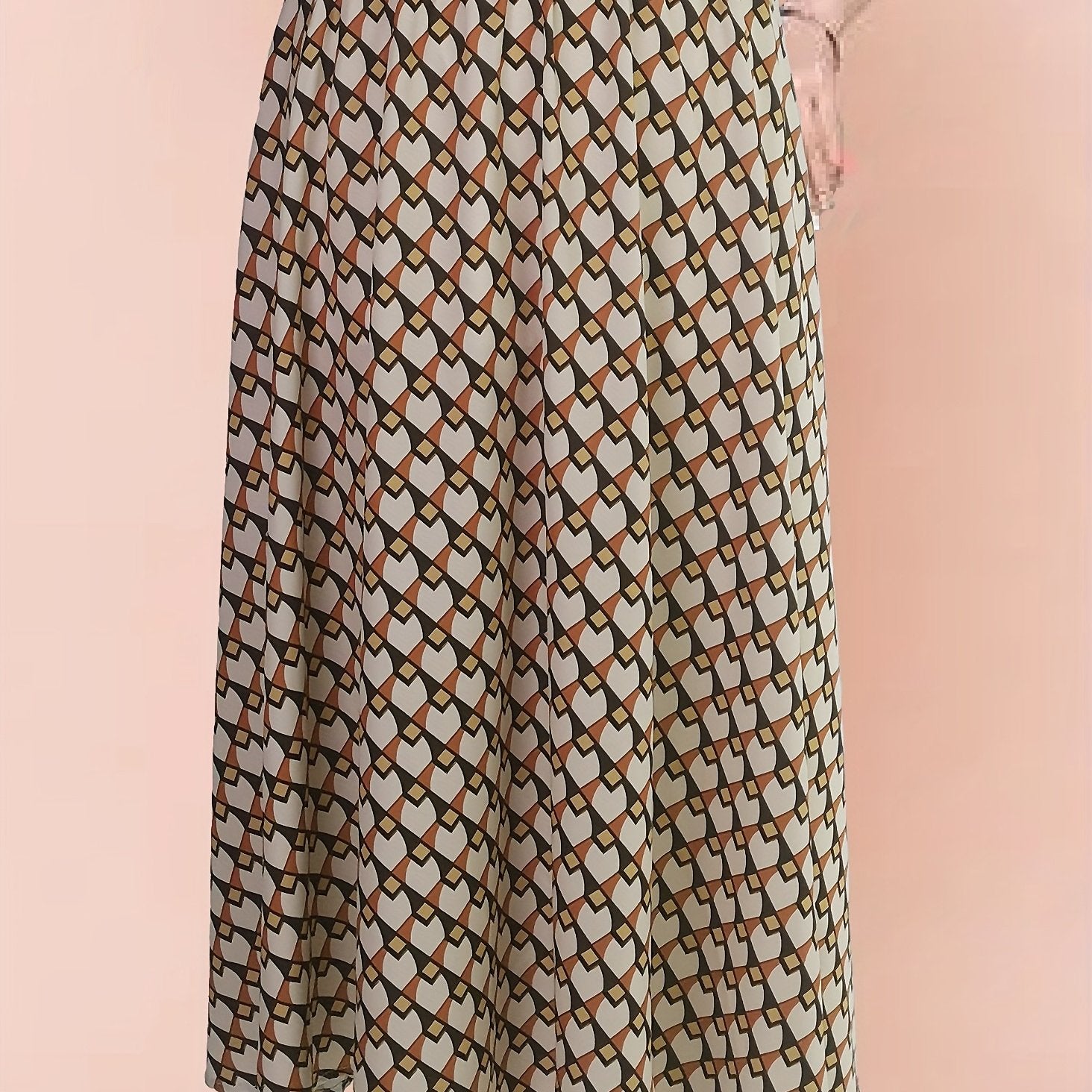 Geometric Print High Waist Skirt - Women's Casual Skirt