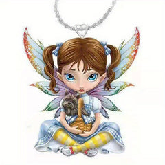 Red Bird Girl Pendant Necklace Sweet Jewelry Accessories For Girls