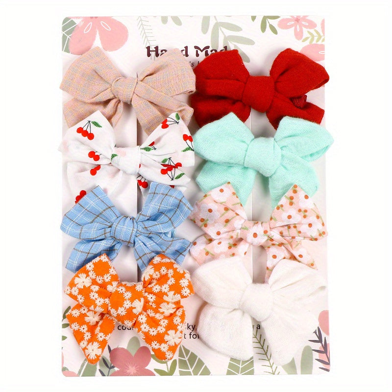 10pcs High Bowknot Hair Clips Lace Embroidery Flower Side Clips for Baby Girls