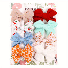 10pcs High Bowknot Hair Clips Lace Embroidery Flower Side Clips for Baby Girls