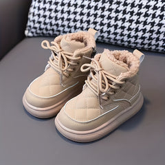 JIAGEYA Girls' Casual Fleece Boots Lightweight Warm Wear-resistant