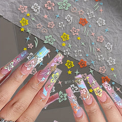 Flower Butterfly Nail Art Stickers Self Adhesive Decals DIY Nail Salons Supplies