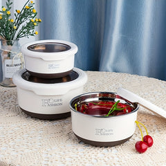 3pcs Stainless Steel Lunch Boxes Portable Sealed Fresh keeping Bowl