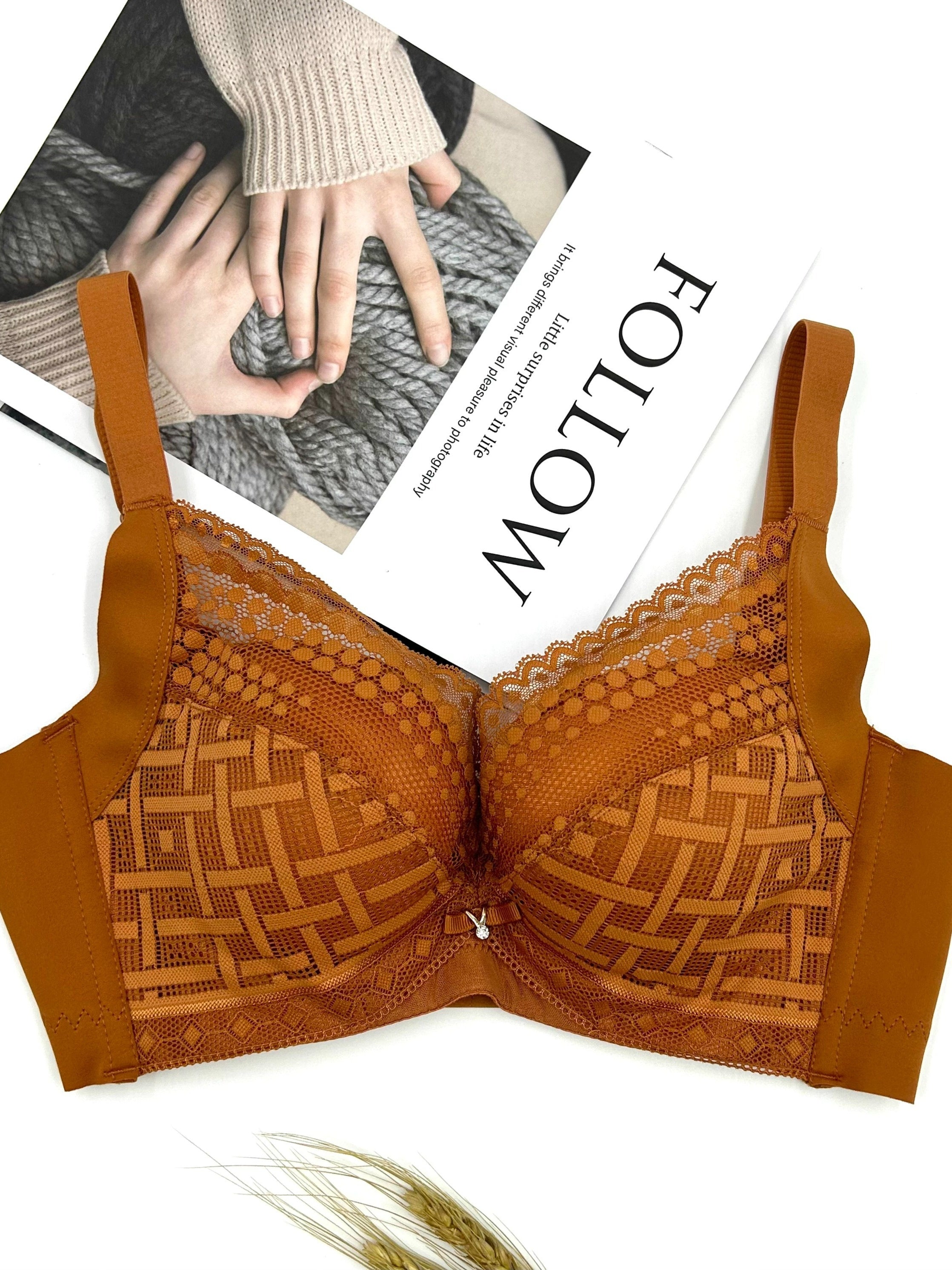 Plaid Lace Push Up Bra Breathable Women's Lingerie