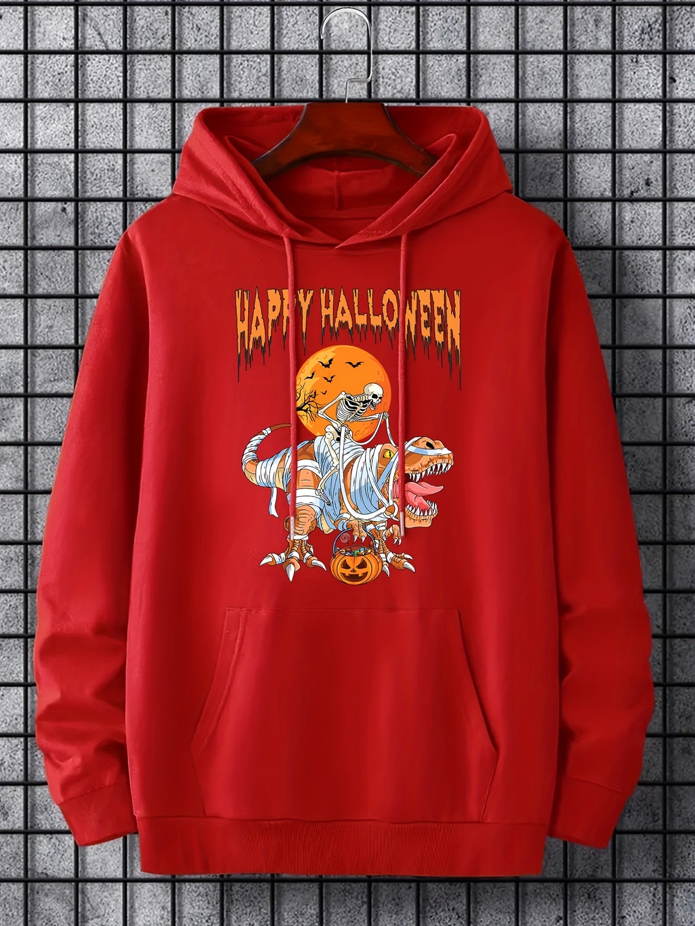 Men's Halloween Dino Hoodie Casual Sweatshirt for Outdoor