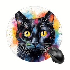 Rainbow Cat Round Mouse Mat Non Slip Rubber Base Mousepad