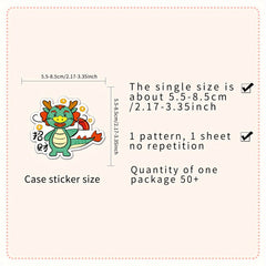 50pcs Dragon Year Cartoon Dragon Animal Print Graffiti Stickers