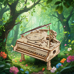 Little Girl Dancing Piano Music Box Wooden Assembly Model DIY Kit