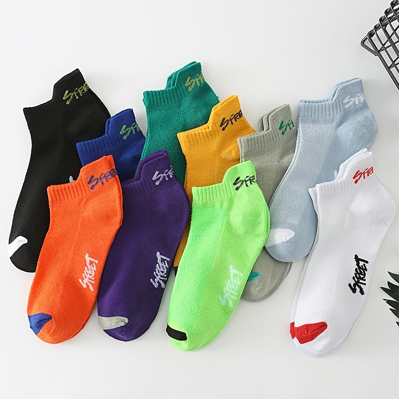 10 Pairs Letter Print Sports Low Cut Ankle Socks for Women