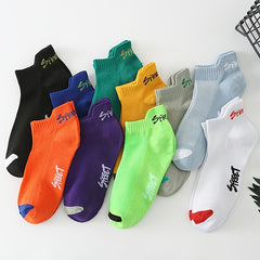 10 Pairs Letter Print Sports Low Cut Ankle Socks for Women
