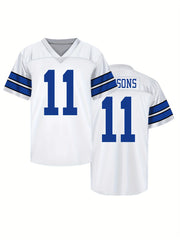 Men's 11 Football Jersey V Neck Short Sleeve Breathable Embroidery Rugby Sweatsh