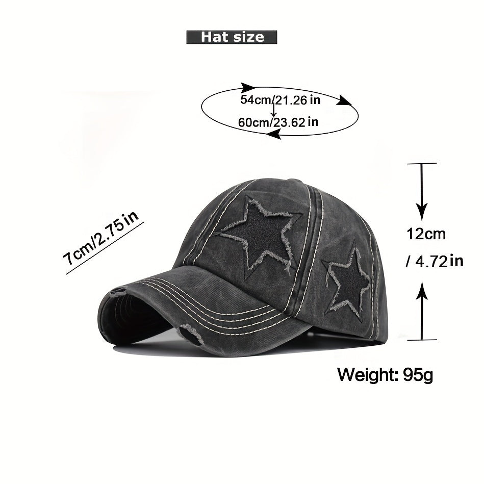 Star Distressed Ponytail Baseball Cap
