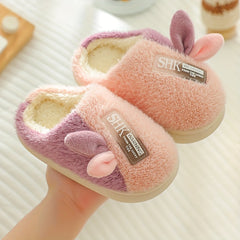 Girls Cartoon Plush House Slippers Anti-Skid Slip-On Shoes