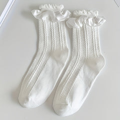 5 Pairs Ruffle Short Socks Sweet All-Match Women's Stockings Hosiery