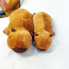 Capybara Plush Hugging Pillow Dark Brown with Pink Accents