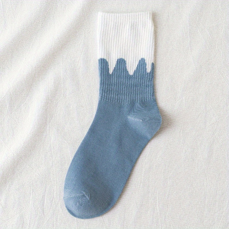 Girls Plaid Crew Socks Breathable for Autumn Winter